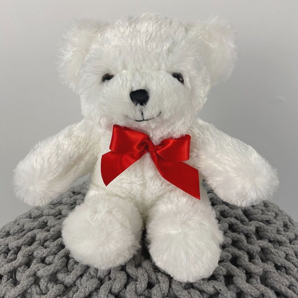 Napco Teddy Bear Plush Stuffed Animal Toy Bow White 11"‎